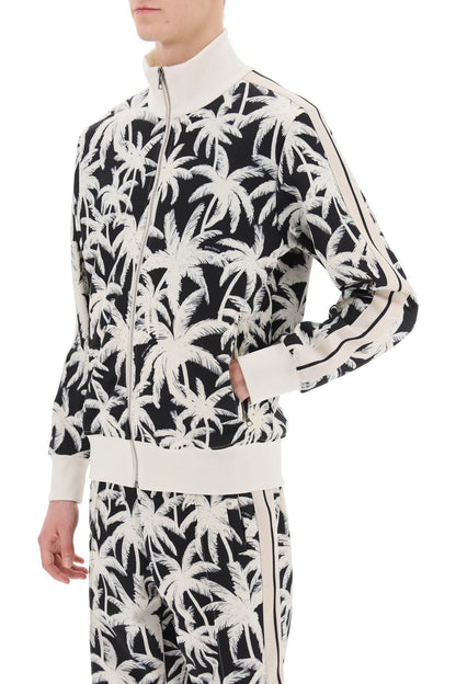 Zip-up Sweatshirt With Palms Print  - White