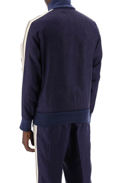 Linen Track Sweatshirt For  - Blue