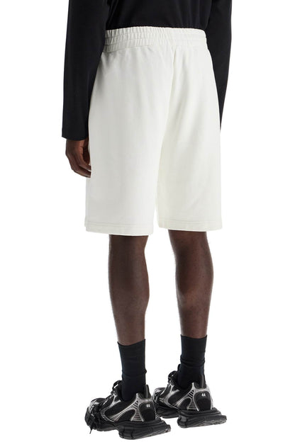 Sporty Bermuda Shorts With Logo Print  - White