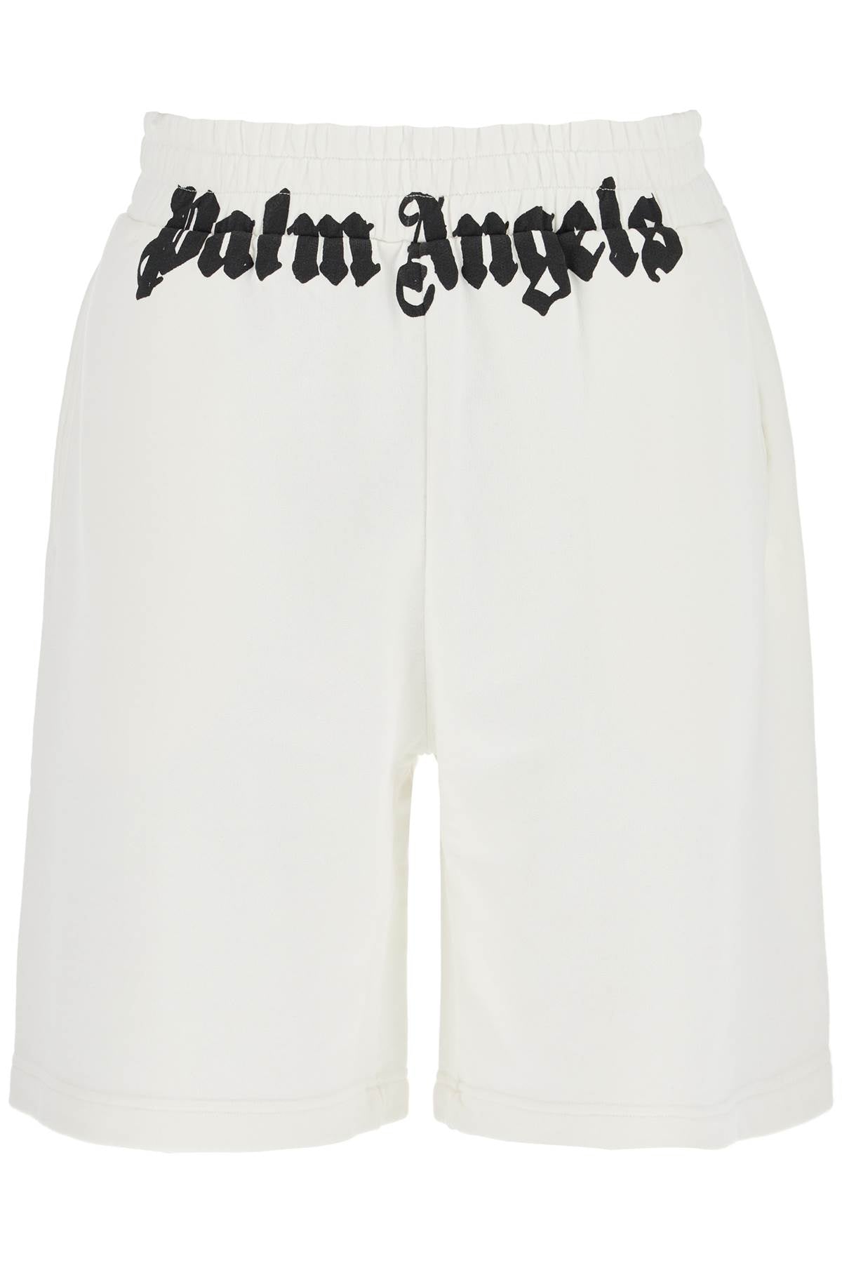 Sporty Bermuda Shorts With Logo Print  - White