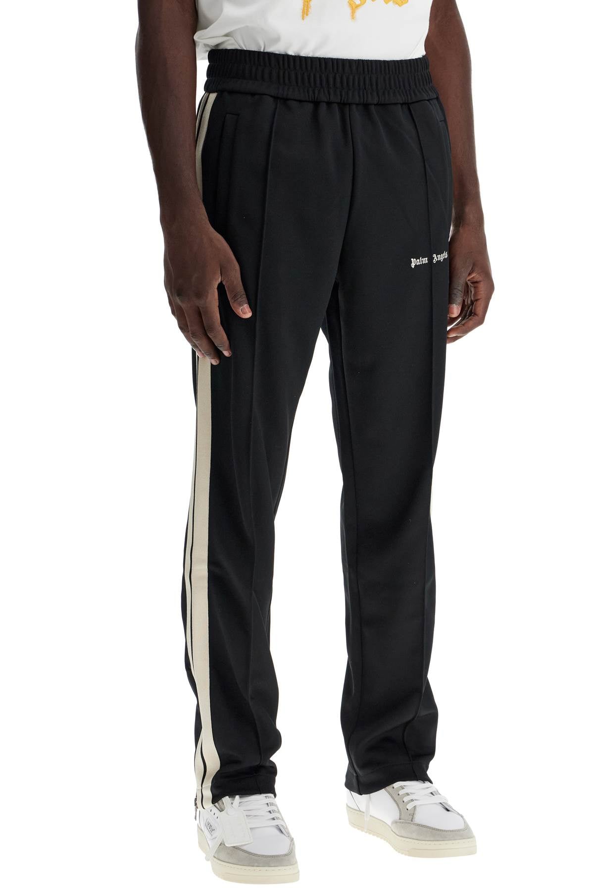 Contrast Band Joggers With Track In  - Black