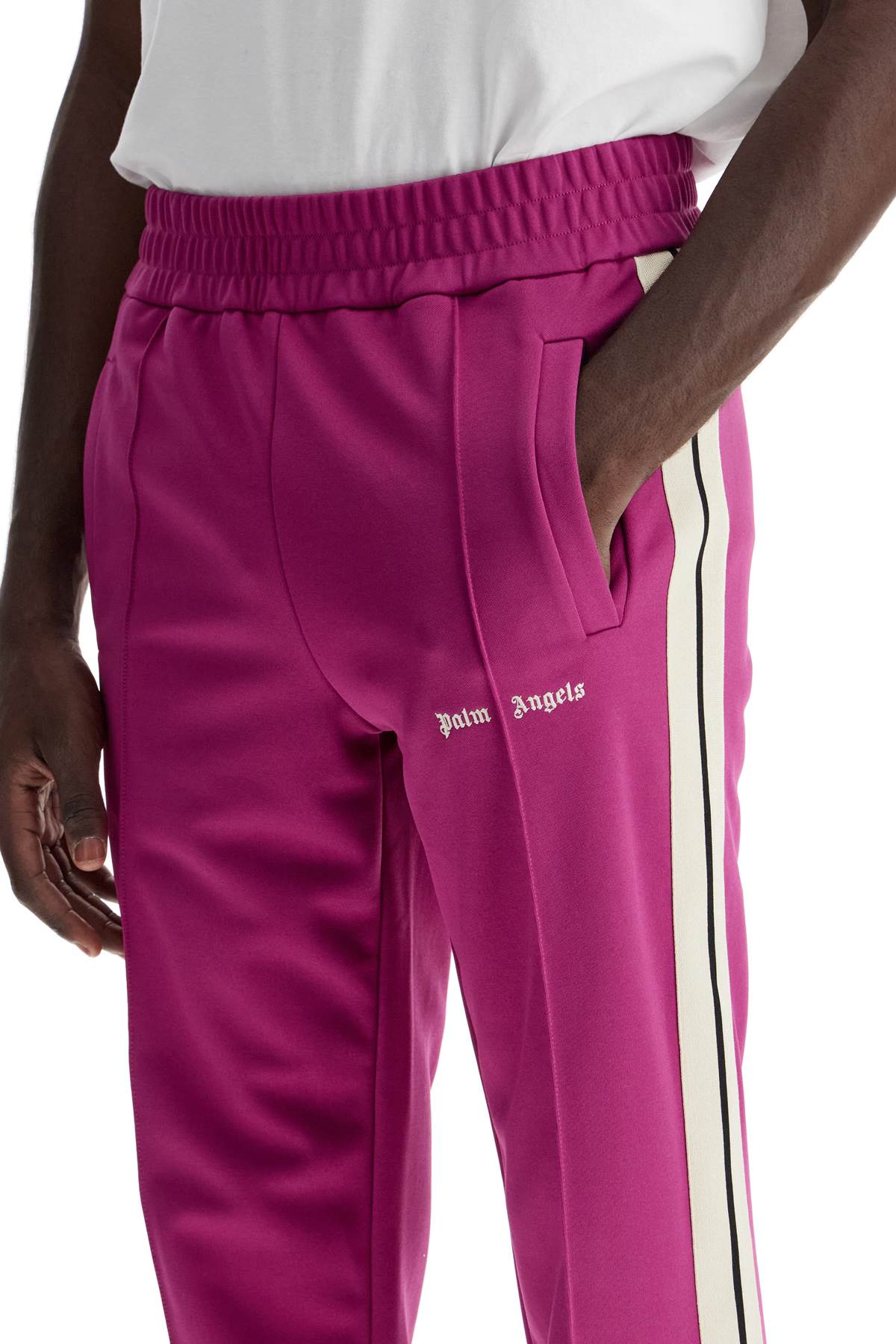 Contrast Band Joggers With Track In  - Purple