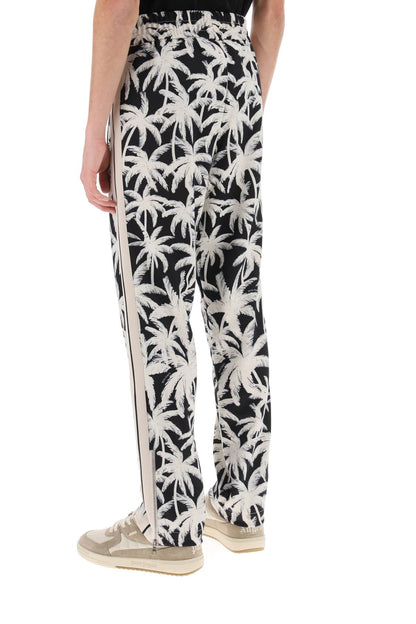 Joggers With Palms Print  - White