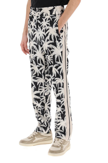 Joggers With Palms Print  - White