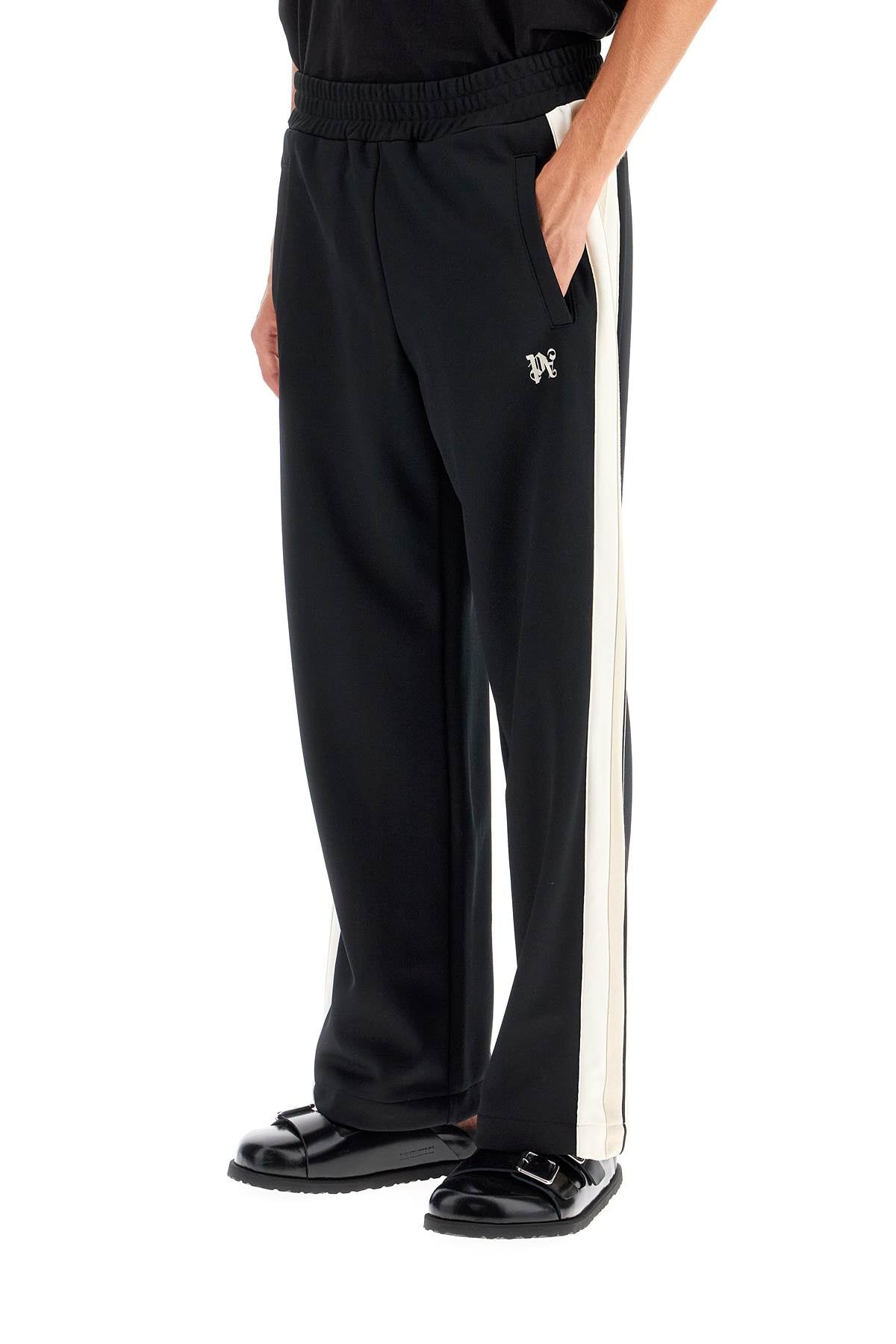 Contrast Band Joggers With Track In  - Black