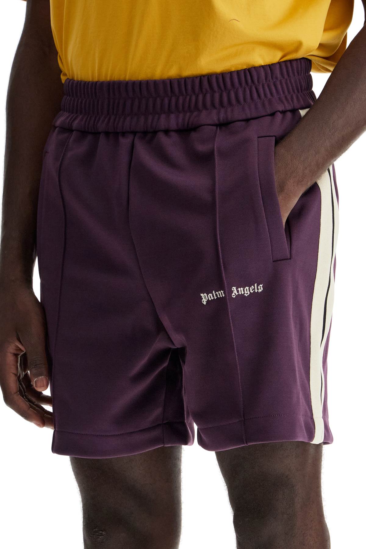 "contrast Band Track Bermuda Shorts With  - Purple