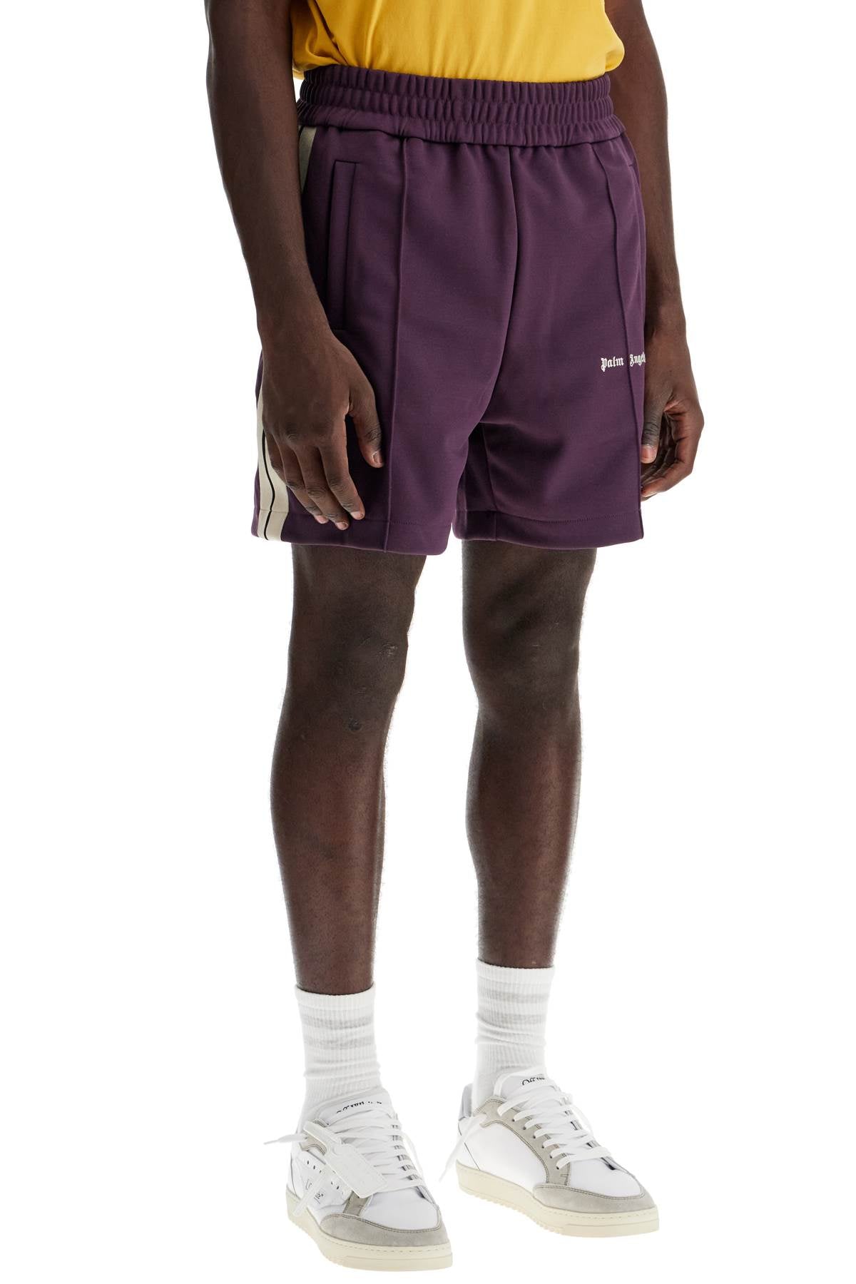 "contrast Band Track Bermuda Shorts With  - Purple