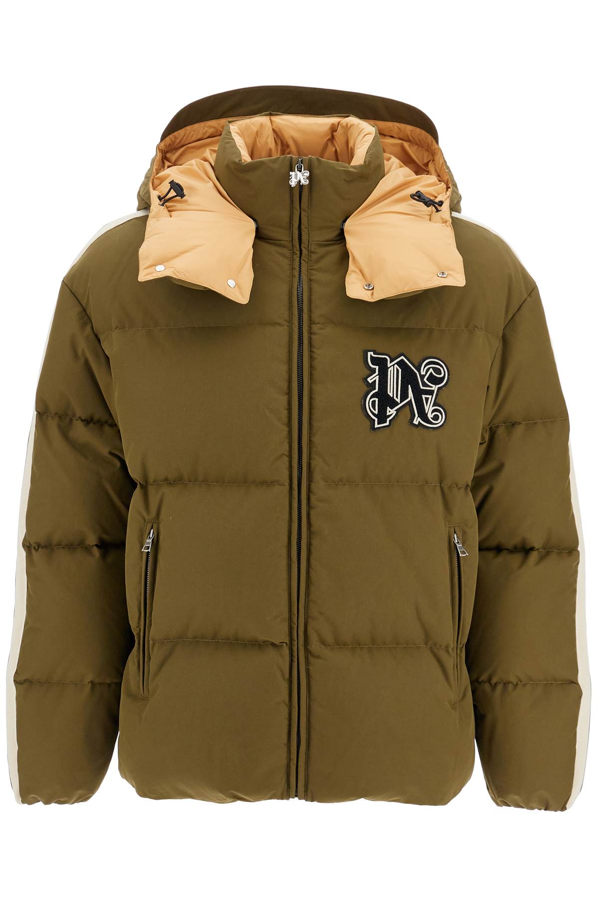 'down Jacket With Logo Patch  - Green