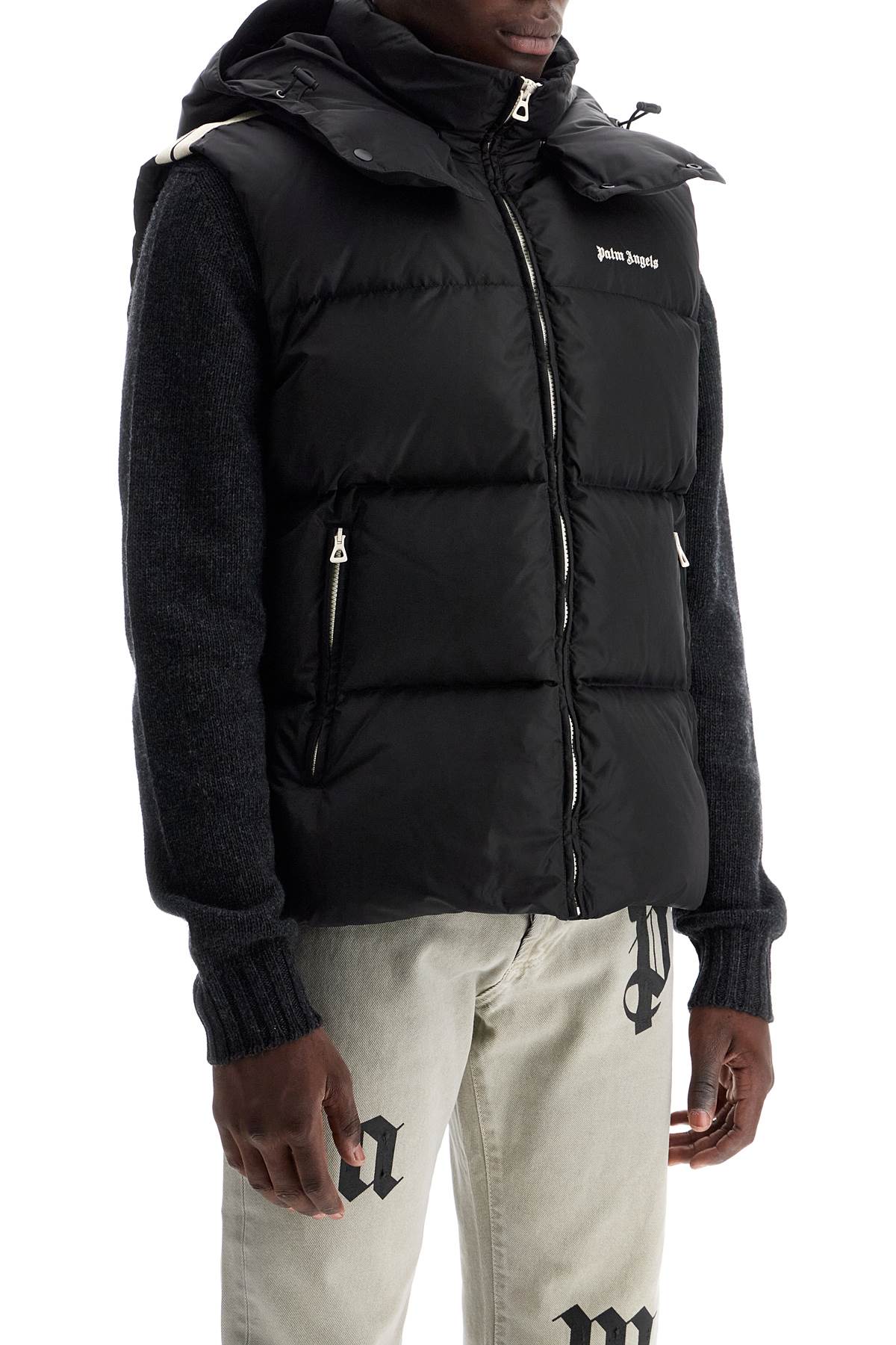 Sleeveless Down Jacket With Contrasting  - Black