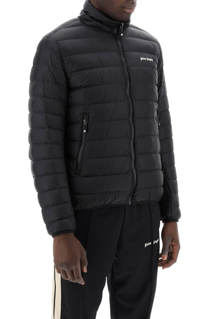 Lightweight Down Jacket With Embroidered Logo  - Black