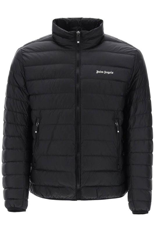 Lightweight Down Jacket With Embroidered Logo  - Black