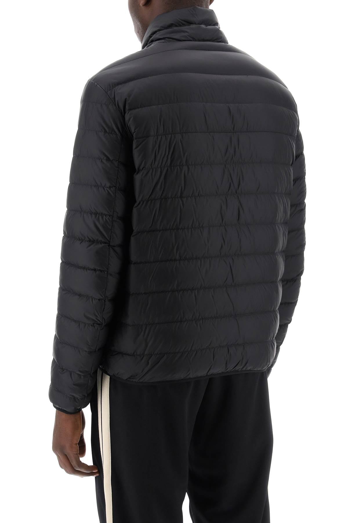 Lightweight Down Jacket With Embroidered Logo  - Black