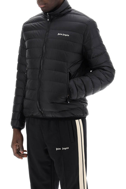 Lightweight Down Jacket With Embroidered Logo  - Black