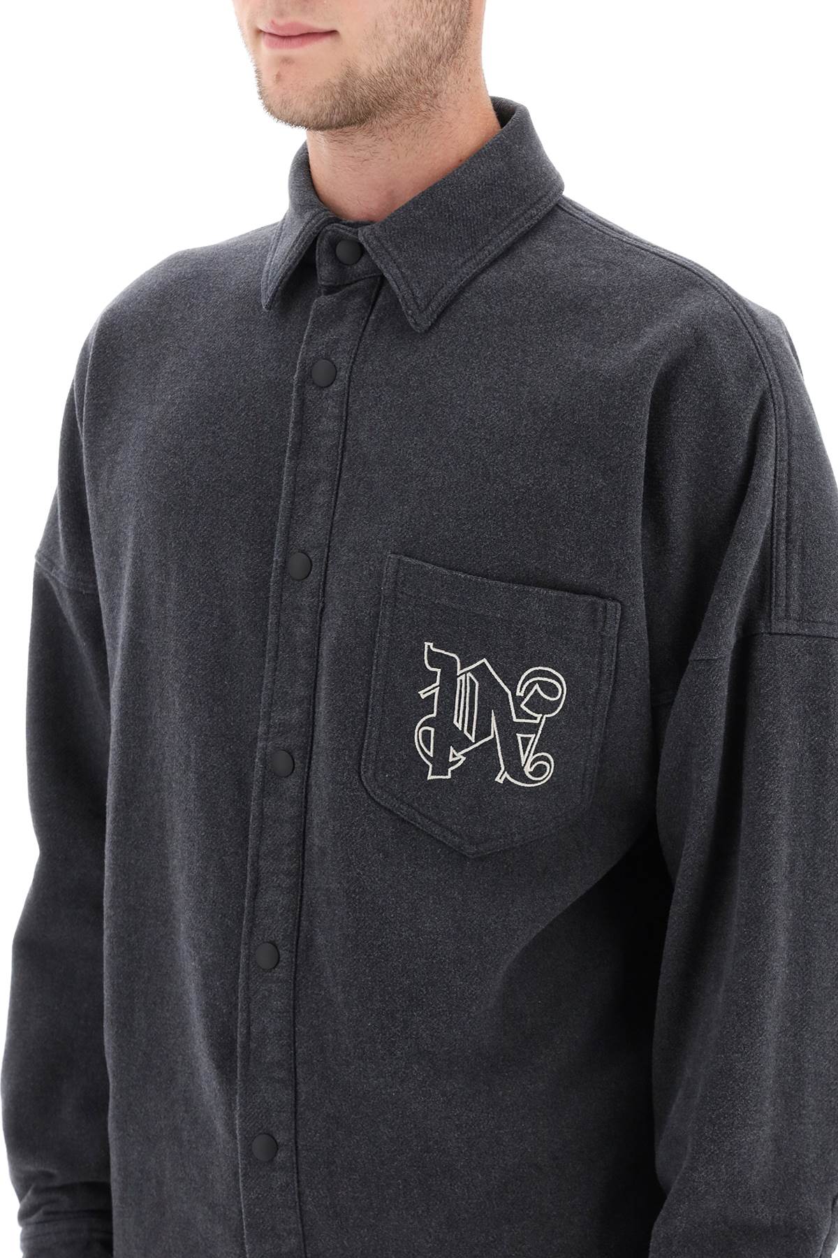 Pa Monogram Flannel Overshirt  - Grigio