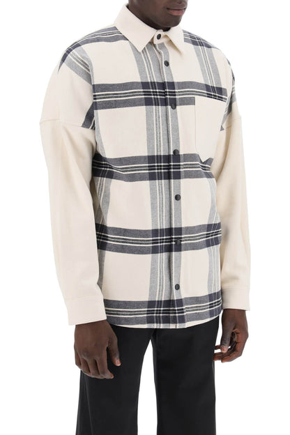 "plaid Overshirt With Embroidered Logo  - White