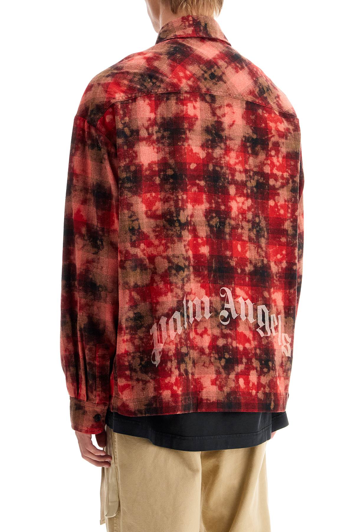 'flannel Shirt With Curved Logo  - Red