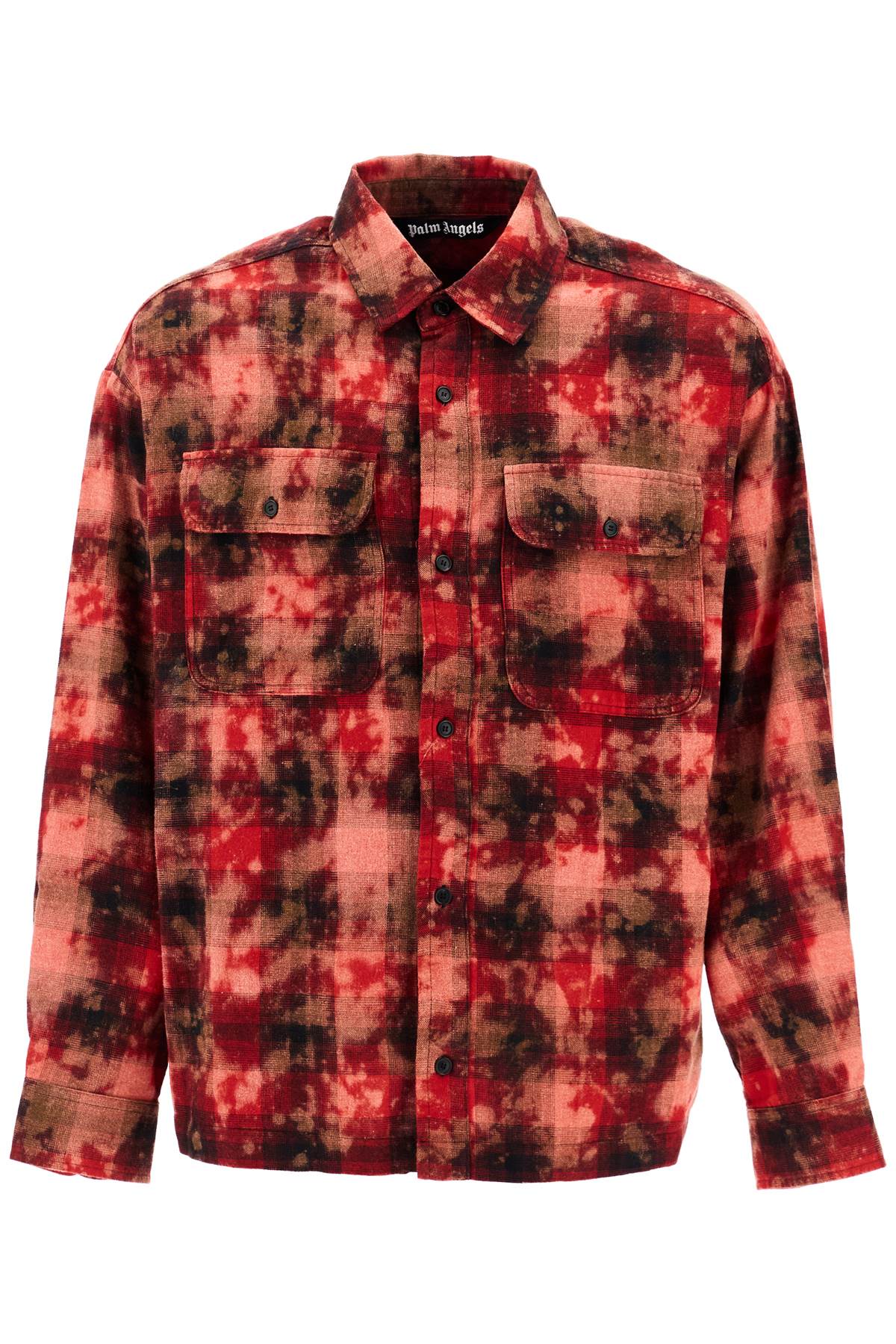 'flannel Shirt With Curved Logo  - Red