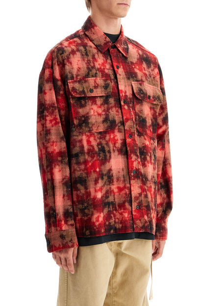 'flannel Shirt With Curved Logo  - Red