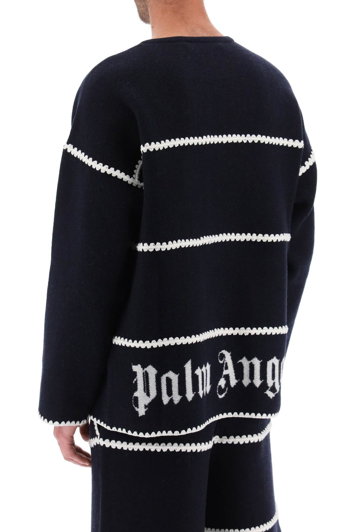 Embroidered Jacquard Sweater  - Blu