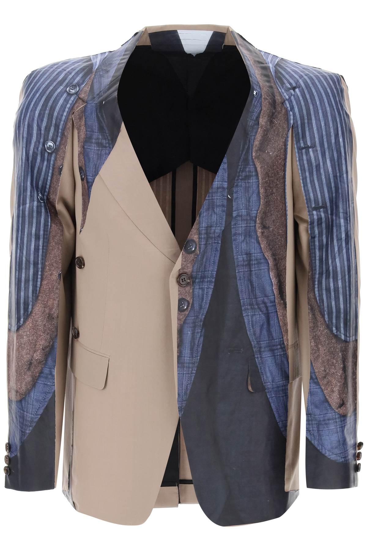 Sleeveless Blazer With Trom  - Beige