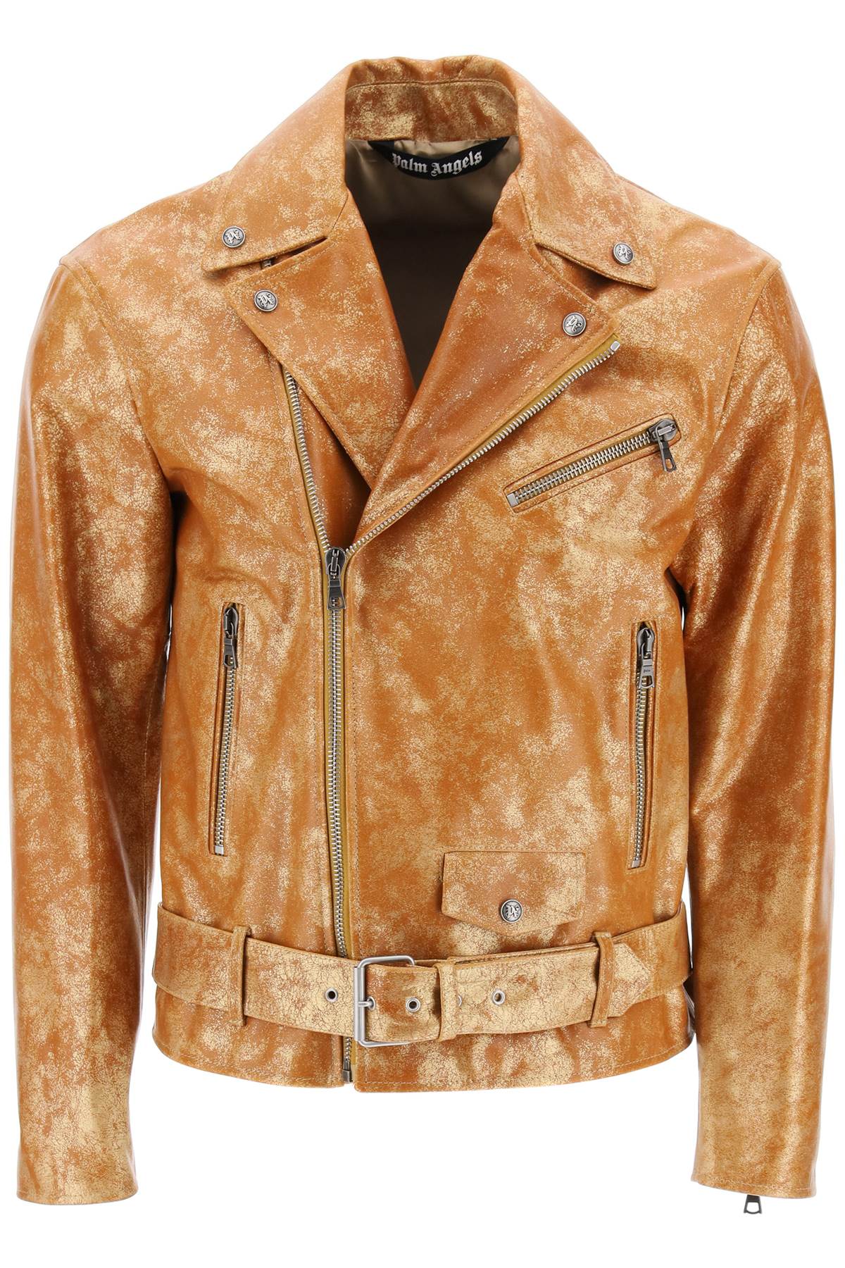 Pa City Biker Jacket In Laminated Leather  - Orange