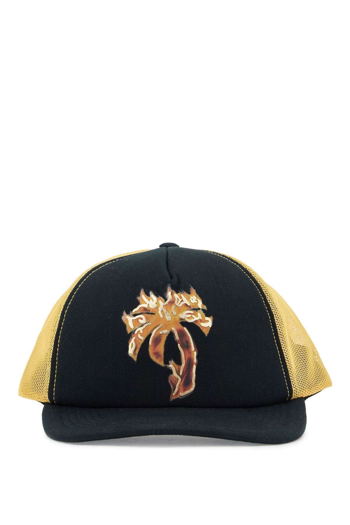 "burning Palm Trucker Hat  - Black