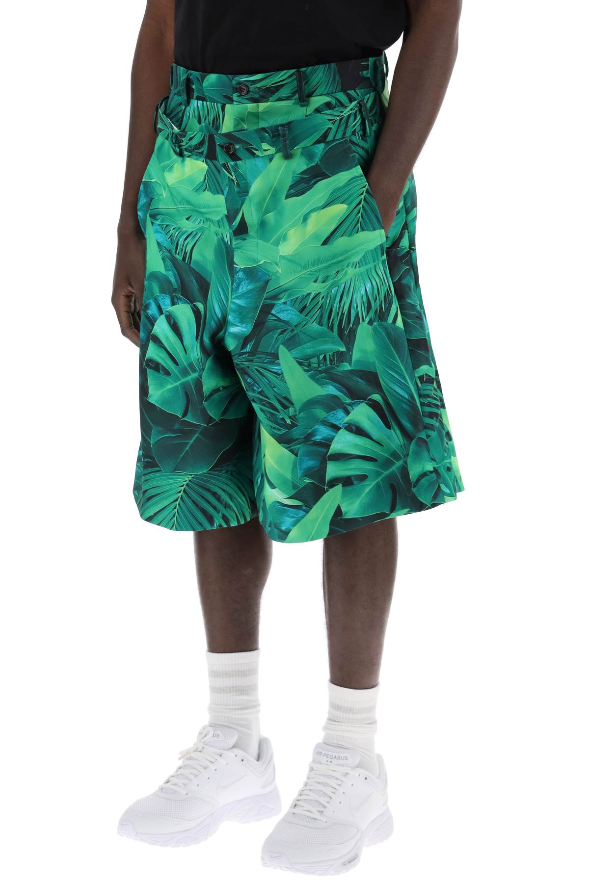 "jungle Bermuda With Double Front Layer  - Green