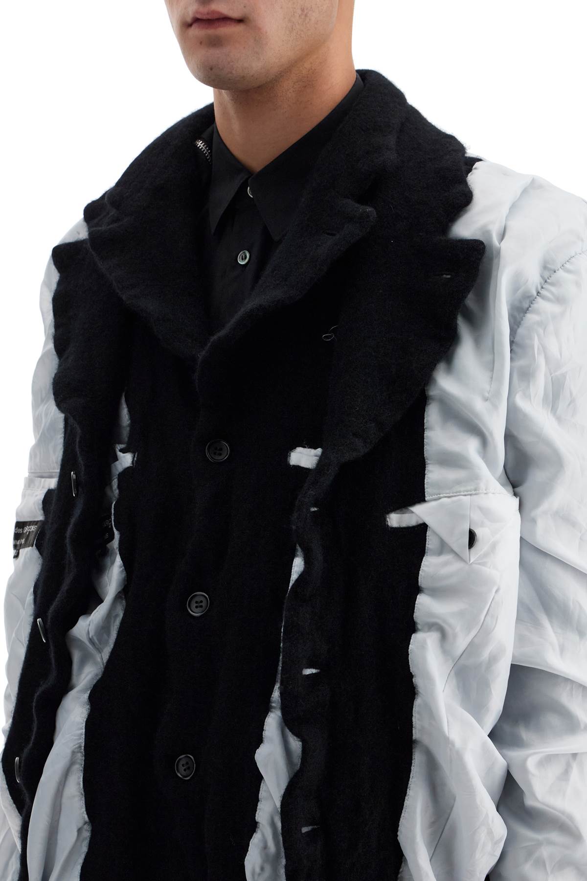 Layered Jacket With Inside Out Effect  - Black