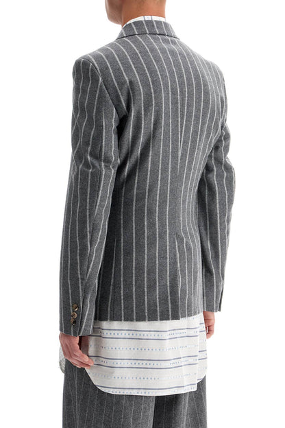 Striped Wool Jacket  - Grey