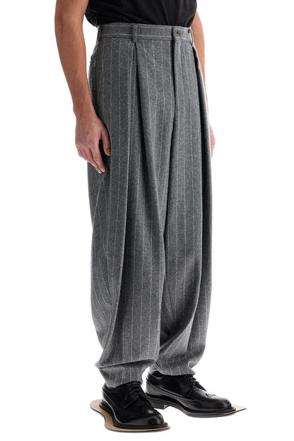 Striped Wool Trousers  - Grey