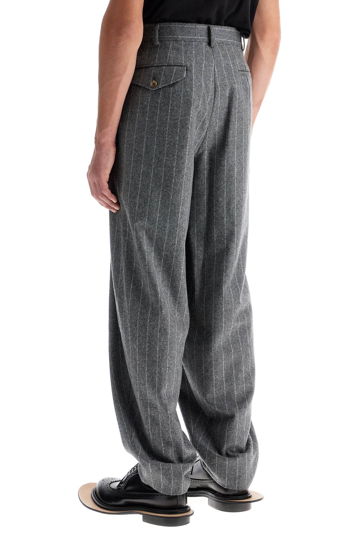 Striped Wool Trousers  - Grey