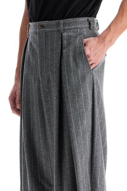 Striped Wool Trousers  - Grey