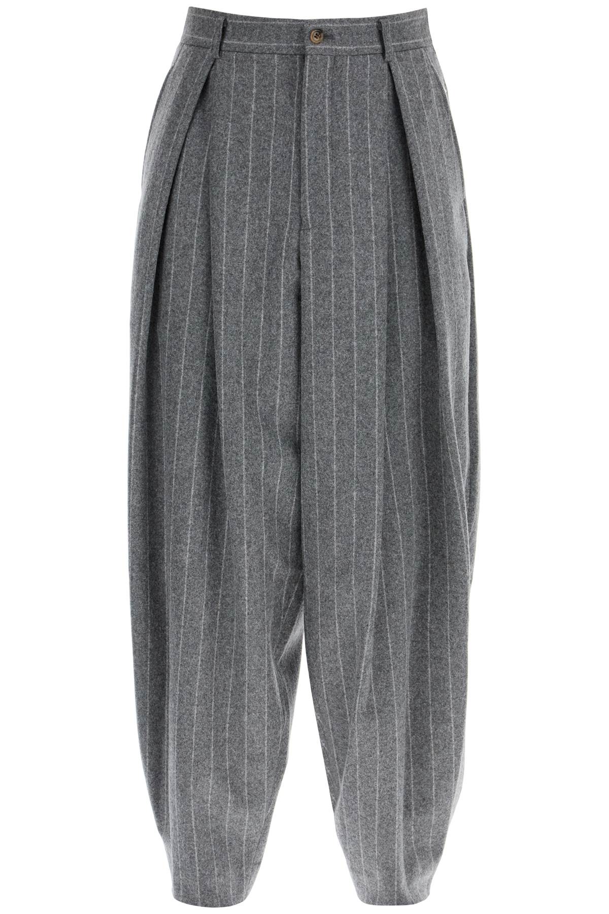 Striped Wool Trousers  - Grey