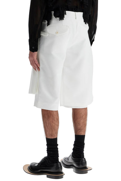 Kilt Panel Bermuda Shorts With  - White