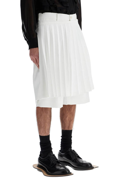 Kilt Panel Bermuda Shorts With  - White