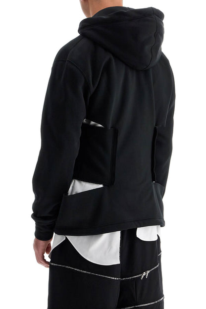 Sweatshirt With Raw Edge Cut Out  - Black