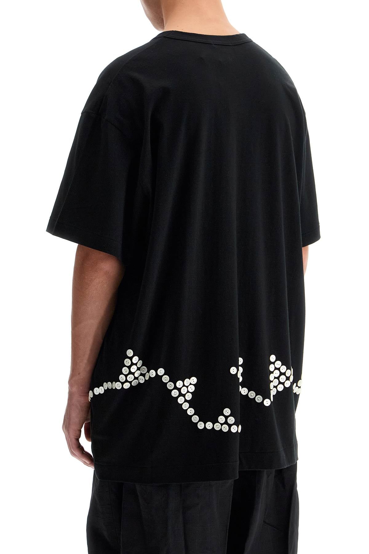 Embroidered Button-up T  - Black