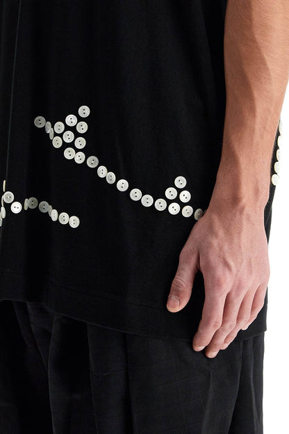 Embroidered Button-up T  - Black