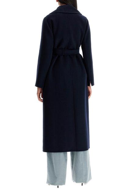 Poldo Wrap Coat In Virgin Wool  - Blue