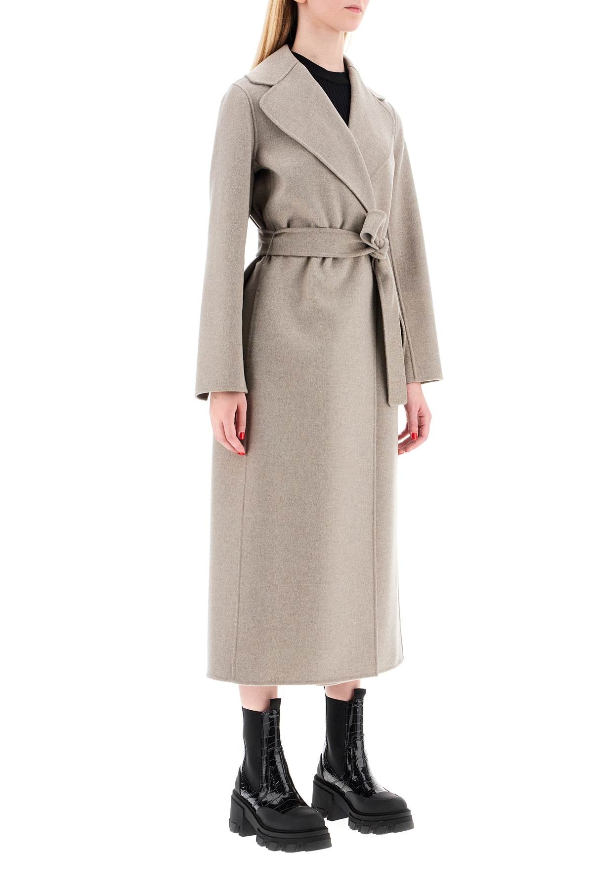 Poldo Wrap Coat In Virgin Wool  - Grey