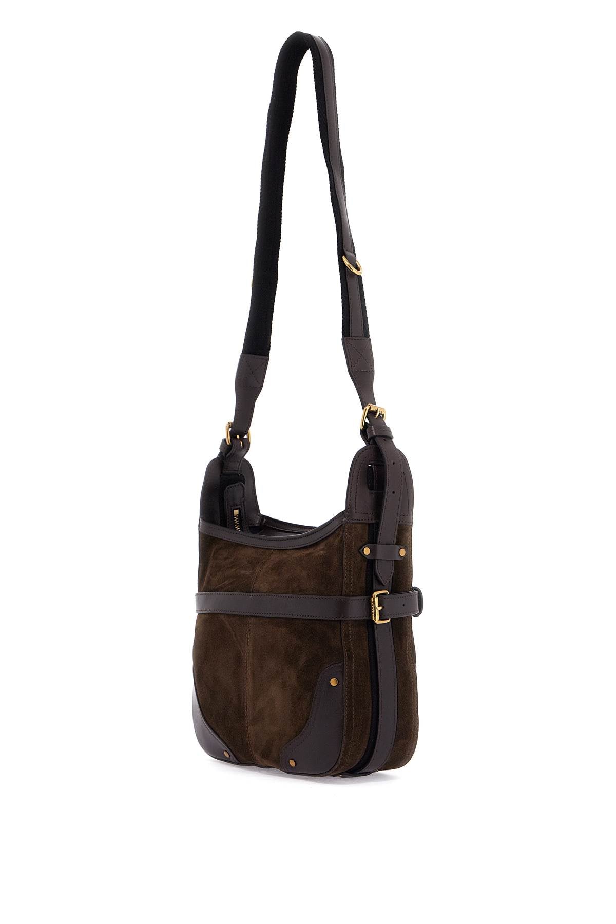 Small Sierra Suede Hobo Bag In Leather.  - Brown