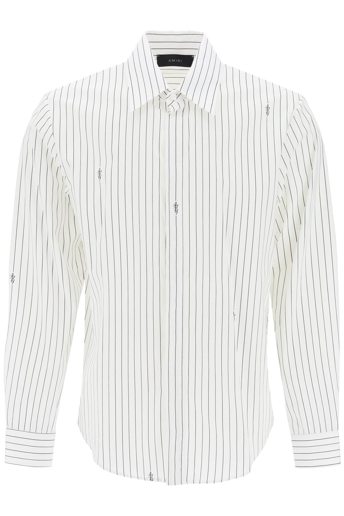 Striped Shirt With Staggered Logo  - White