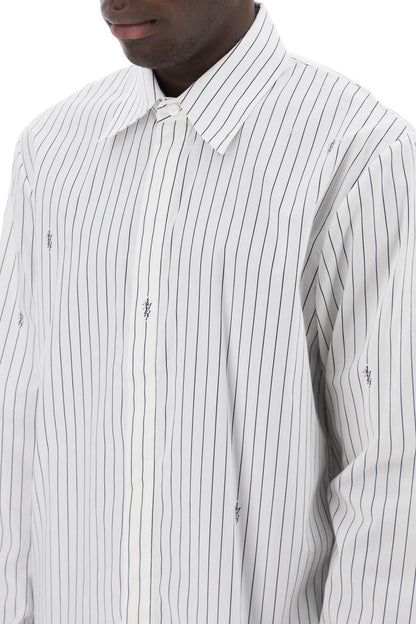 Striped Shirt With Staggered Logo  - White