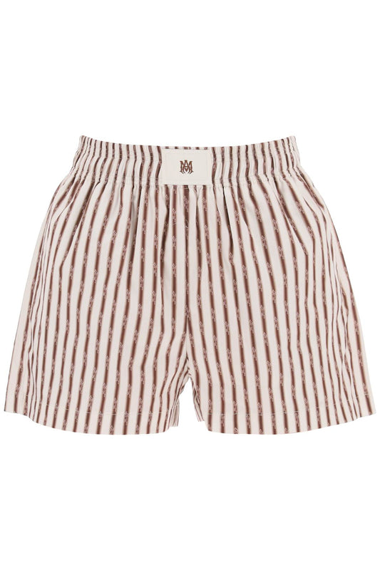 Striped Pajama Shorts  - White