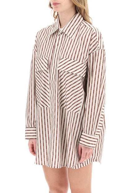 Striped Maxi Shirt  - White