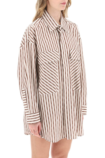 Striped Maxi Shirt  - White