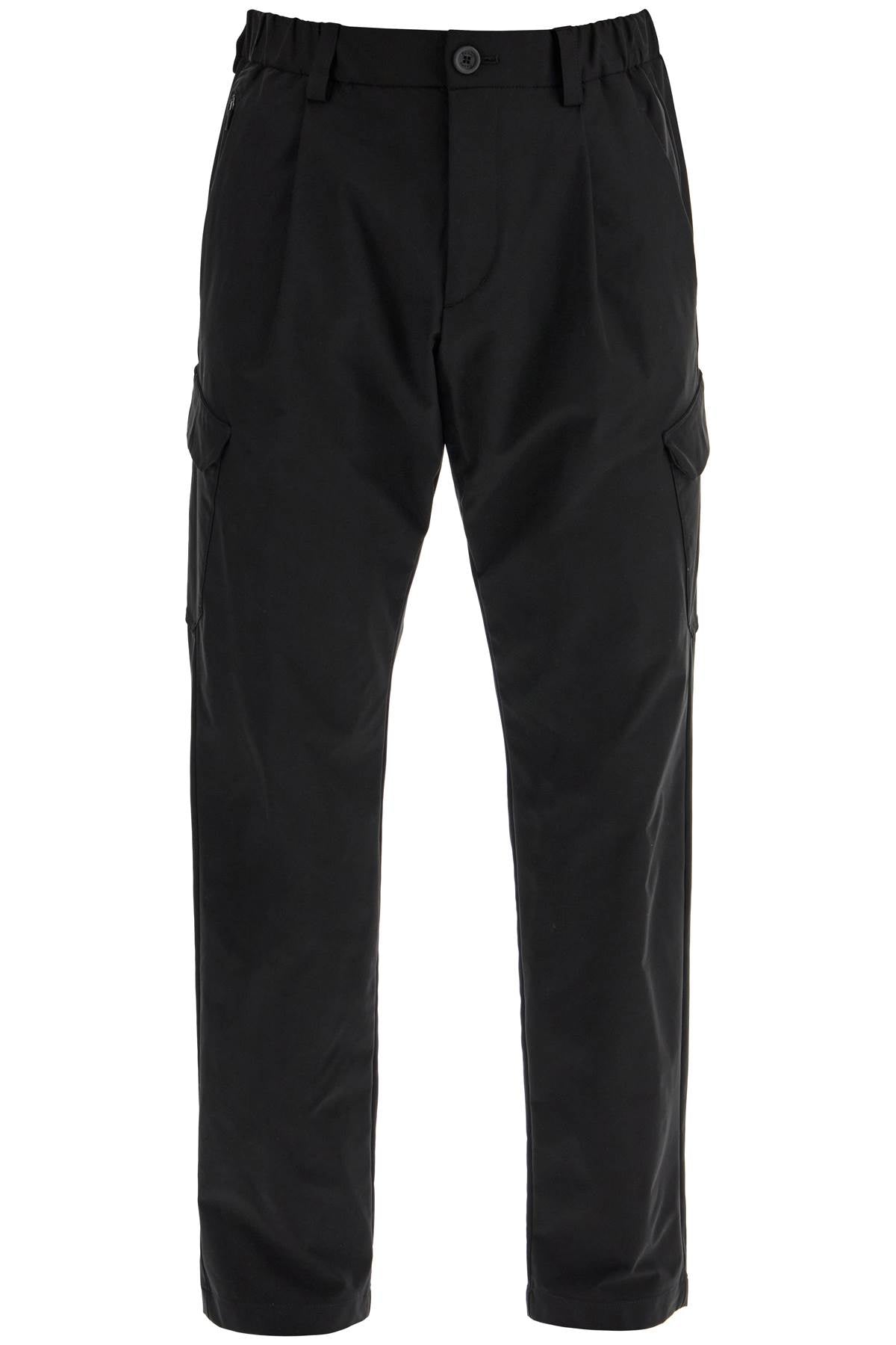 Black Polyester Pants With Patch Pockets  - Black