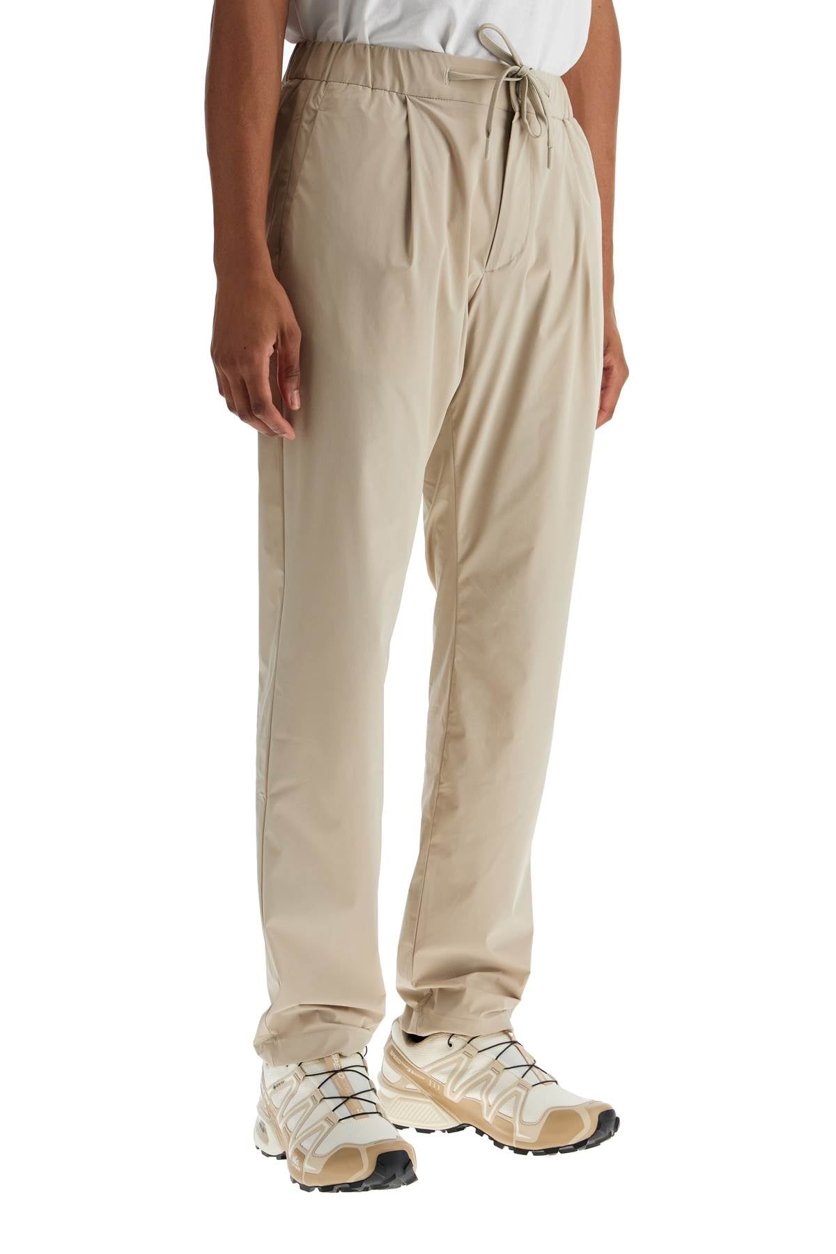 Beige Nylon Straight Pants  - Beige