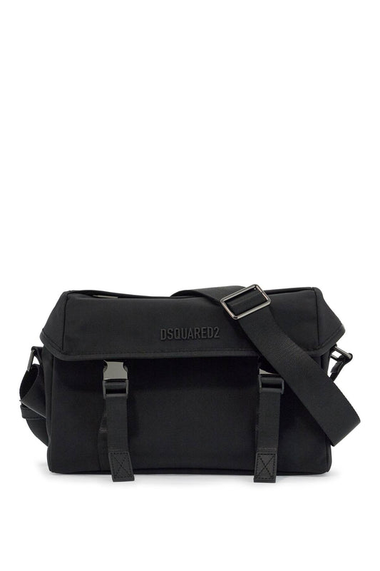 Black Shoulder Bag In Polyamide With Spacious Compartment  - Black