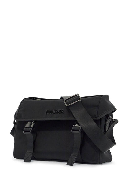 Black Shoulder Bag In Polyamide With Spacious Compartment  - Black